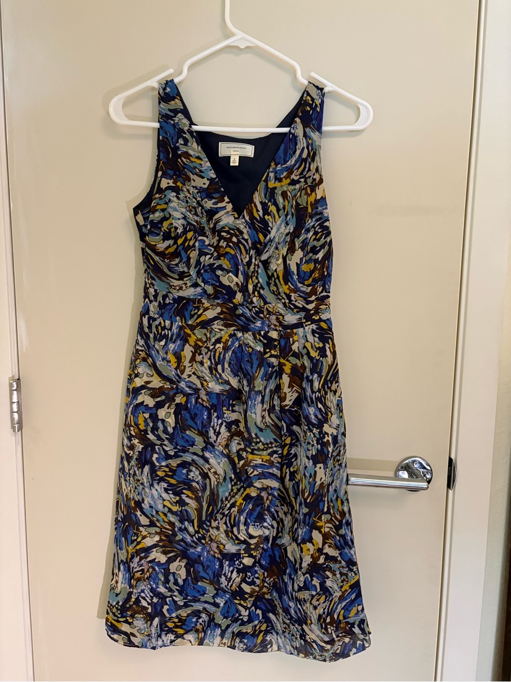 Moulinette Soeurs Blue & Gold Swirl Midi Dress